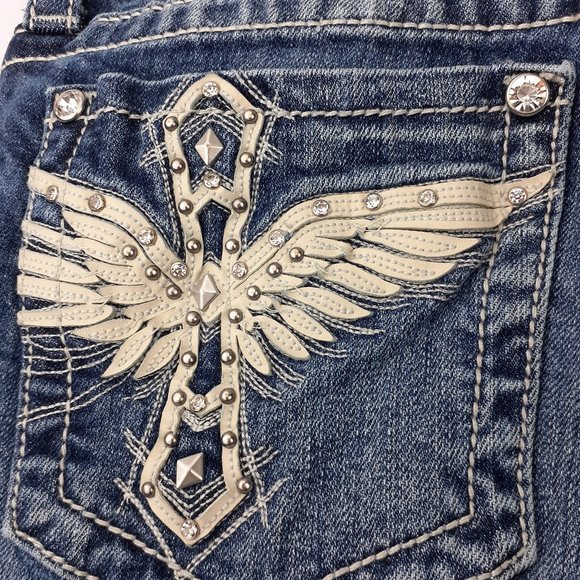 MISS ME JEANS WOMENS JP5117B6 BOOT CUT SIZE 28 BLUE - Picture 5 of 10